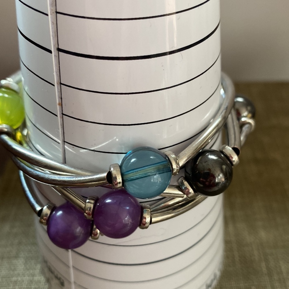 Hematite and other stones set of 4 stacking bracelets